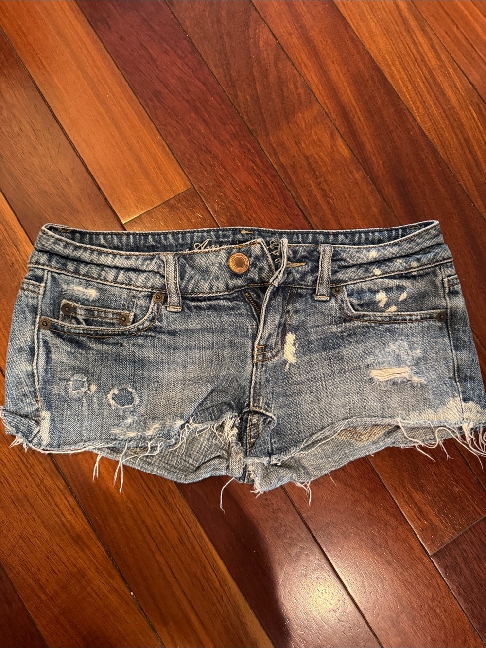 American Eagle Outfitters Light Blue Distressed Denim Cutoff Shorts